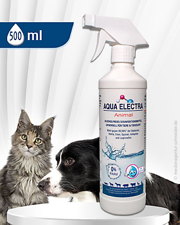 Halbe Liter Sprühflasche mit alkoholfreiem Desinfektionsmittel für Tiere - www.aqua-electra-shop.de